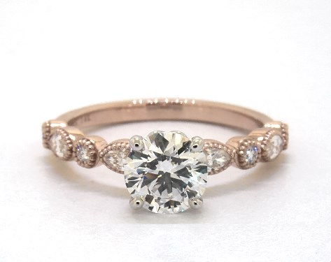 14K Rose Gold Side stones Setting