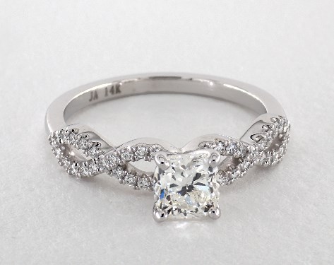 Cushion Cut Engagement Rings Jamesallen 14k White Gold Pave Setting