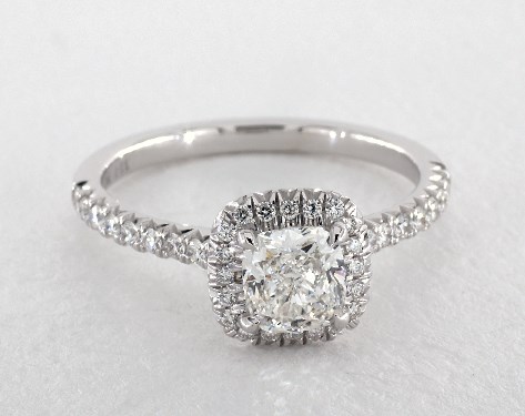14K White Gold Halo Setting