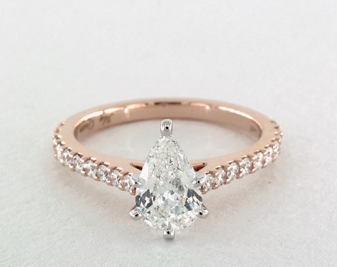 Pear Shaped Engagement Rings Jamesallen 14k Rose Gold Side Stones Setting