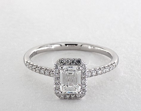 Emerald Cut Engagement Rings Jamesallen 14k White Gold Halo Setting