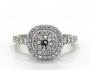 14K White Gold Diamond Split Shank Double Halo Pavé Engagement Ring