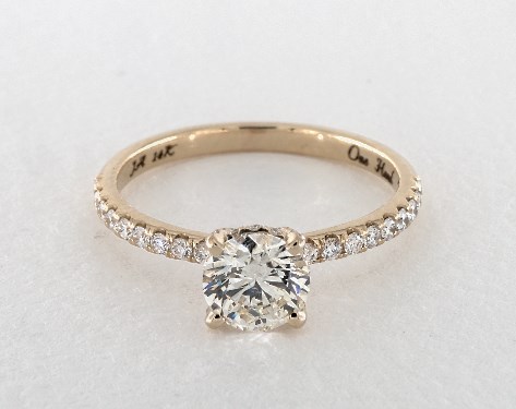 petite pave crown engagement ring