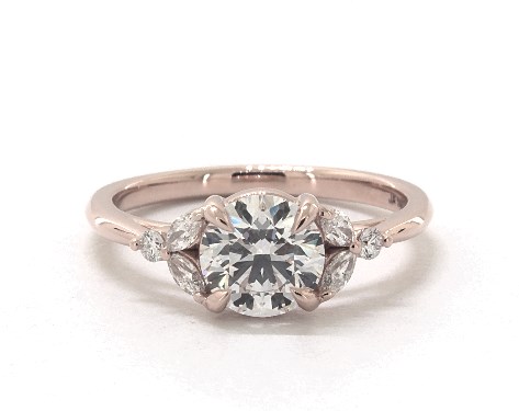 14K Rose Gold Sidestones DYO ER Setting