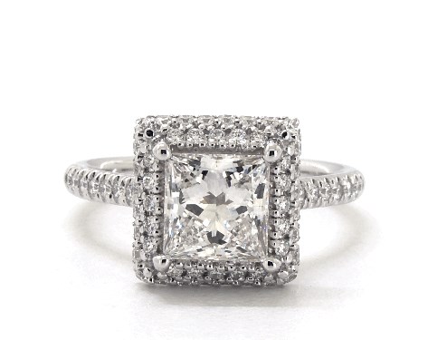 14K White Gold Halo DYO ER Setting