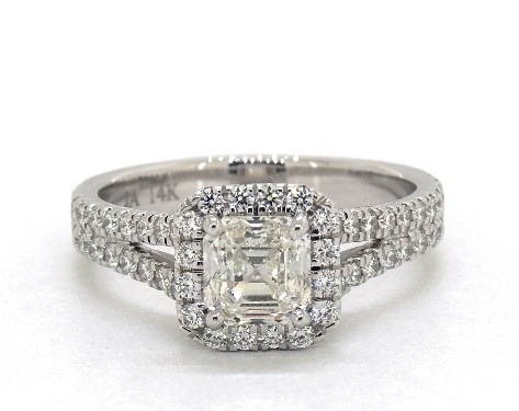 14K White Gold Halo DYO ER Setting