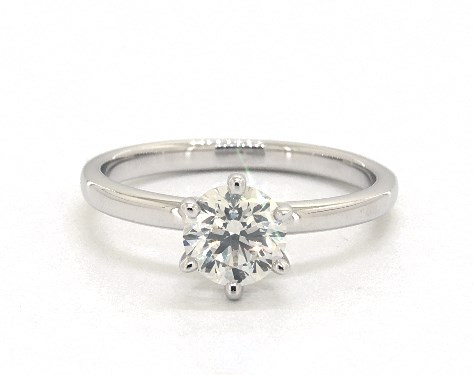 1.00 Carat I-VS2 Excellent Cut Round Diamond 2mm Comfort Fit Solitaire Engagement Ring (Six Prong)