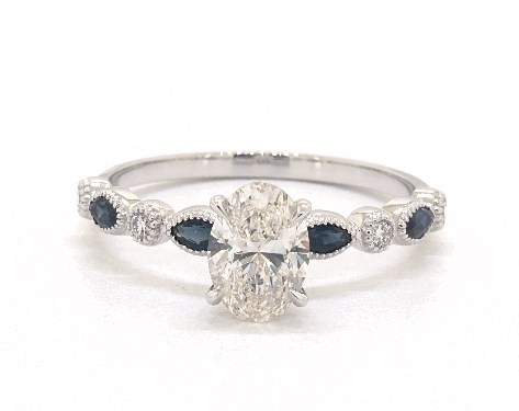 14K White Gold Side stones Setting