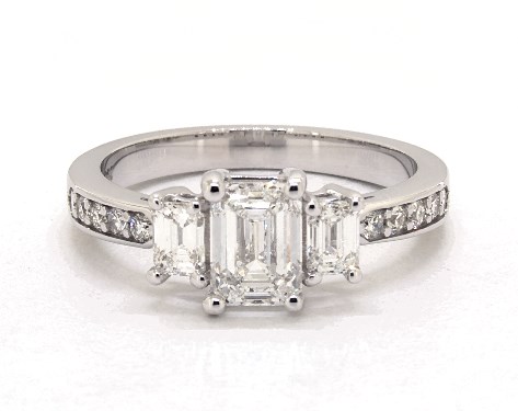 14K White Gold Three Stone Setting