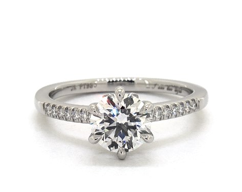 Lab-Created 1.29 Carat E-VS2 Ideal Cut Round Diamond Modified French Cut Six Prong Engagement Ring
