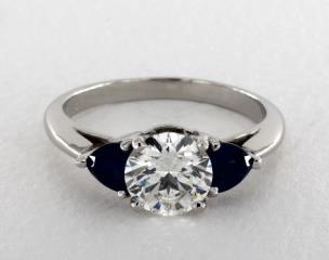 11151W14 | 14k White Gold Three Stone Trillion Shaped Blue Sapphire ...