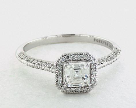 14K White Gold Halo Setting