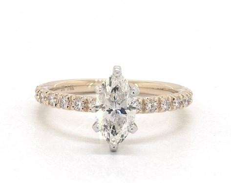 14K Yellow Gold Pave Setting