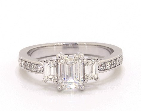 14K White Gold Three Stone Setting