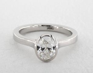 14k White Gold Bezel Solitaire Engagement Ring (Oval) | 17254W14