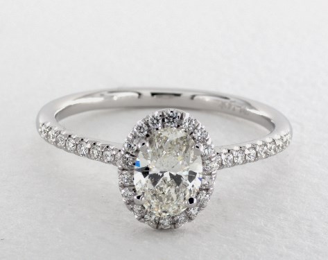 1.14 Carat H-VS1 Oval Cut Diamond Pavé Halo Diamond Engagement Ring (Oval Center)