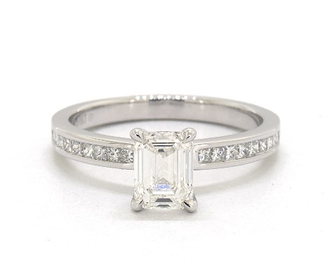 channel set emerald cut diamond band