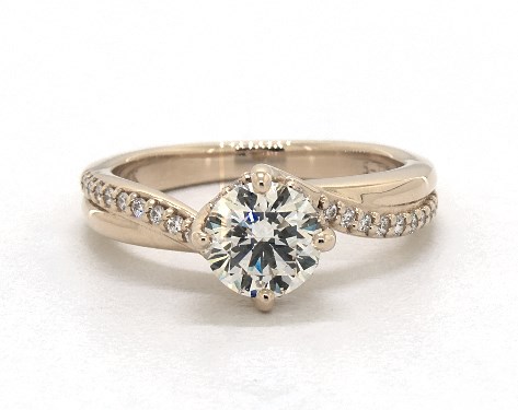 14K Yellow Gold Pave DYO ER Setting