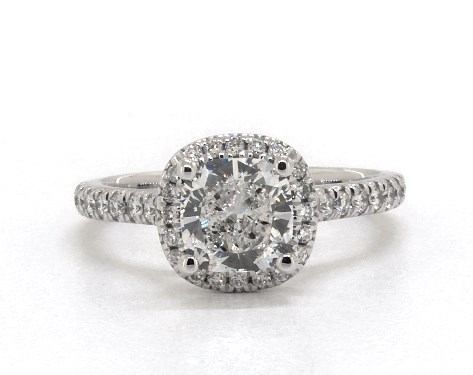 14K White Gold Halo Setting