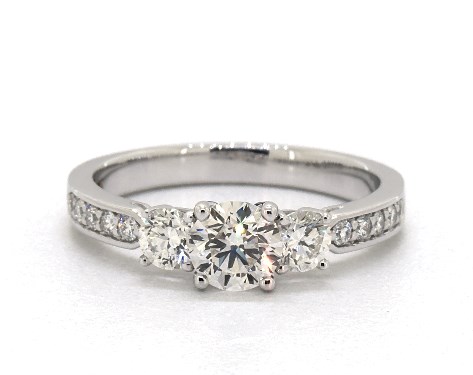 14K White Gold Three Stone DYO ER Setting