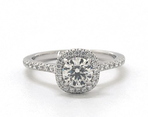 14K White Gold Halo DYO ER Setting