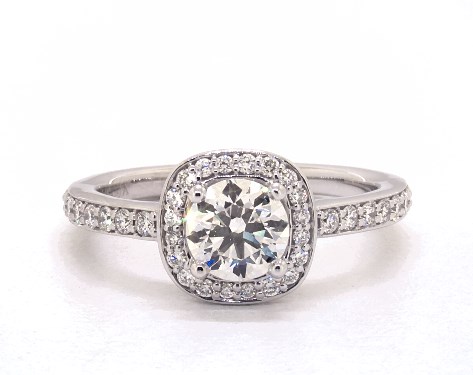 14K White Gold Halo DYO ER Setting