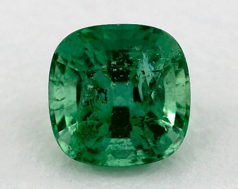 1.78 carat Cushion Natural Green Emerald Pavé Knife Edge Lotus Basket Engagement Ring