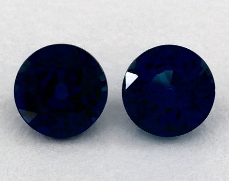  0.78 Carat Blue Sapphire   Round Gemstone Pairs