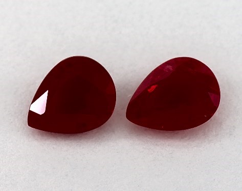 0.72 Carat Ruby   Pear Gemstone Pairs