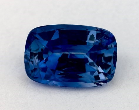2.14 carat Cushion Natural Blue Sapphire Pavé Trio Engagement Ring