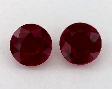  0.78 Carat Ruby   Round Gemstone Pairs