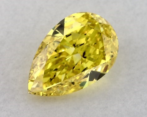 Lab-Created 0.37 Carat Yellow VS1  pear diamond