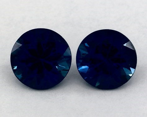  0.74 Carat Blue Sapphire   Round Gemstone Pairs
