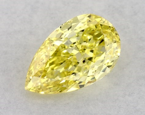 Lab-Created 0.41 Carat Yellow VVS2  pear diamond