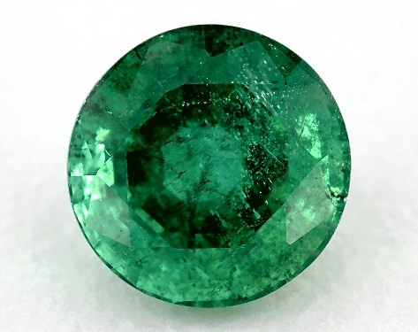 2.15 carat Round Natural Green Emerald Three Stone Round and Pavé Set Diamond Engagement Ring