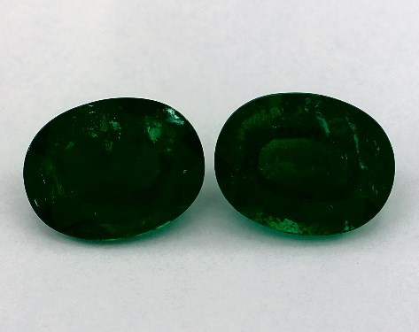  3.22 Carat Green Emerald   Oval Gemstone Pairs