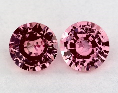  1.22 Carat Pink Sapphire   Round Gemstone Pairs