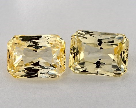  6.42 Carat Yellow Sapphire   Radiant Gemstone Pairs