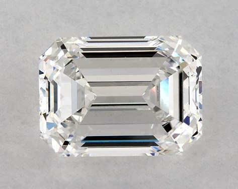 3.05 Carat F-VS1 Emerald Cut Diamond Round Raised Pavé Diamond Engagement Ring