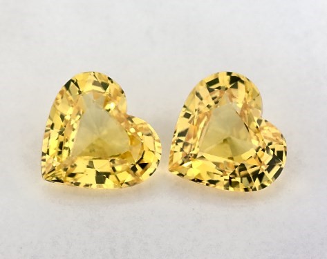  4.01 Carat Yellow Sapphire   Heart Gemstone Pairs