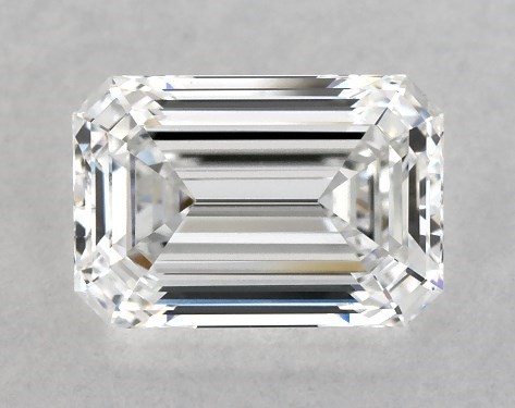 Lab-Created 1.44 Carat E-VVS2 Emerald Cut Diamond Three Stone Emerald and Pavé Set Diamond Engagement Ring