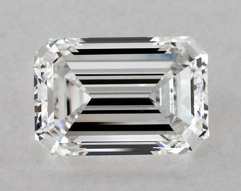 Lab-Created 1.49 Carat F-VVS2 Emerald Cut Diamond Three Stone Emerald and Pavé Set Diamond Engagement Ring