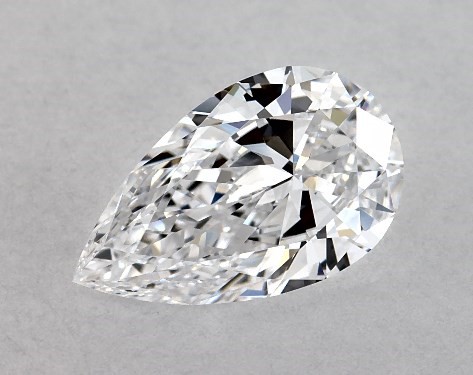 This 0.72 carat pear diamond D color IF clarity has Good proportions and a diamond grading report from GIA