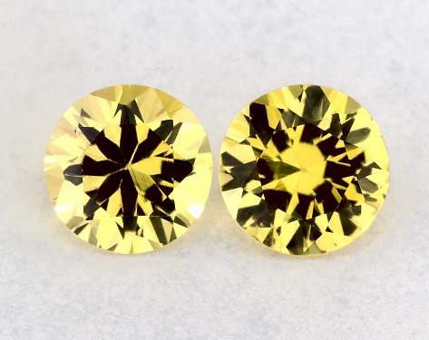  1.28 Carat Yellow Sapphire   Round Gemstone Pairs
