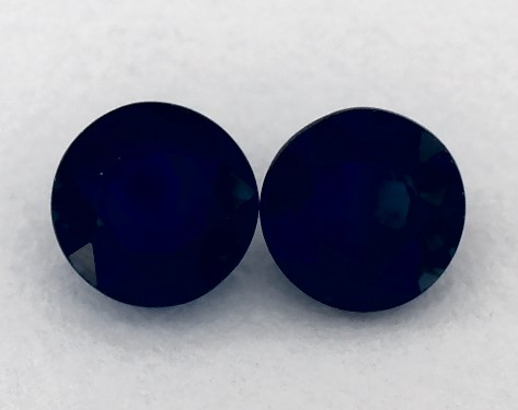  1.05 Carat Blue Sapphire   Round Gemstone Pairs