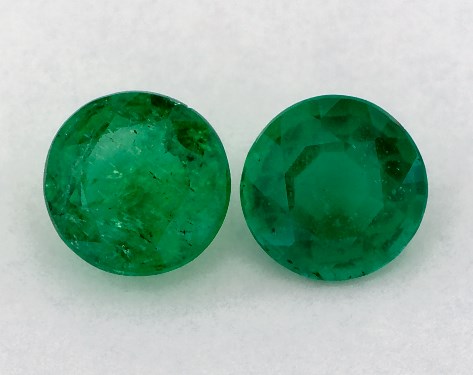  1.05 Carat Green Emerald   Round Gemstone Pairs