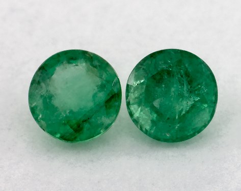  1.00 Carat Green Emerald   Round Gemstone Pairs
