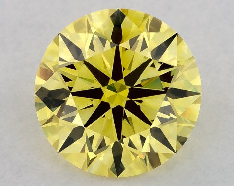 This Lab-Grown diamond round cut 1.18 carat Fancy Vivid Yellow color VS1 clarity has a diamond grading report from IGI