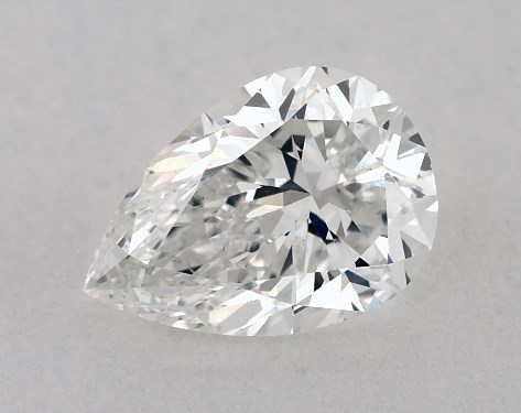 This 0.8 carat pear diamond F color SI1 clarity has Good proportions and a diamond grading report from GIA