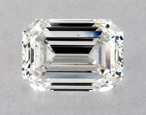 This 2 carat emerald diamond F color VS2 clarity has Very Good proportions and a diamond grading report from GIA
